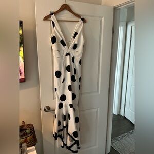 Sachin + Babi White Maxi Dress with Black Polka Dots